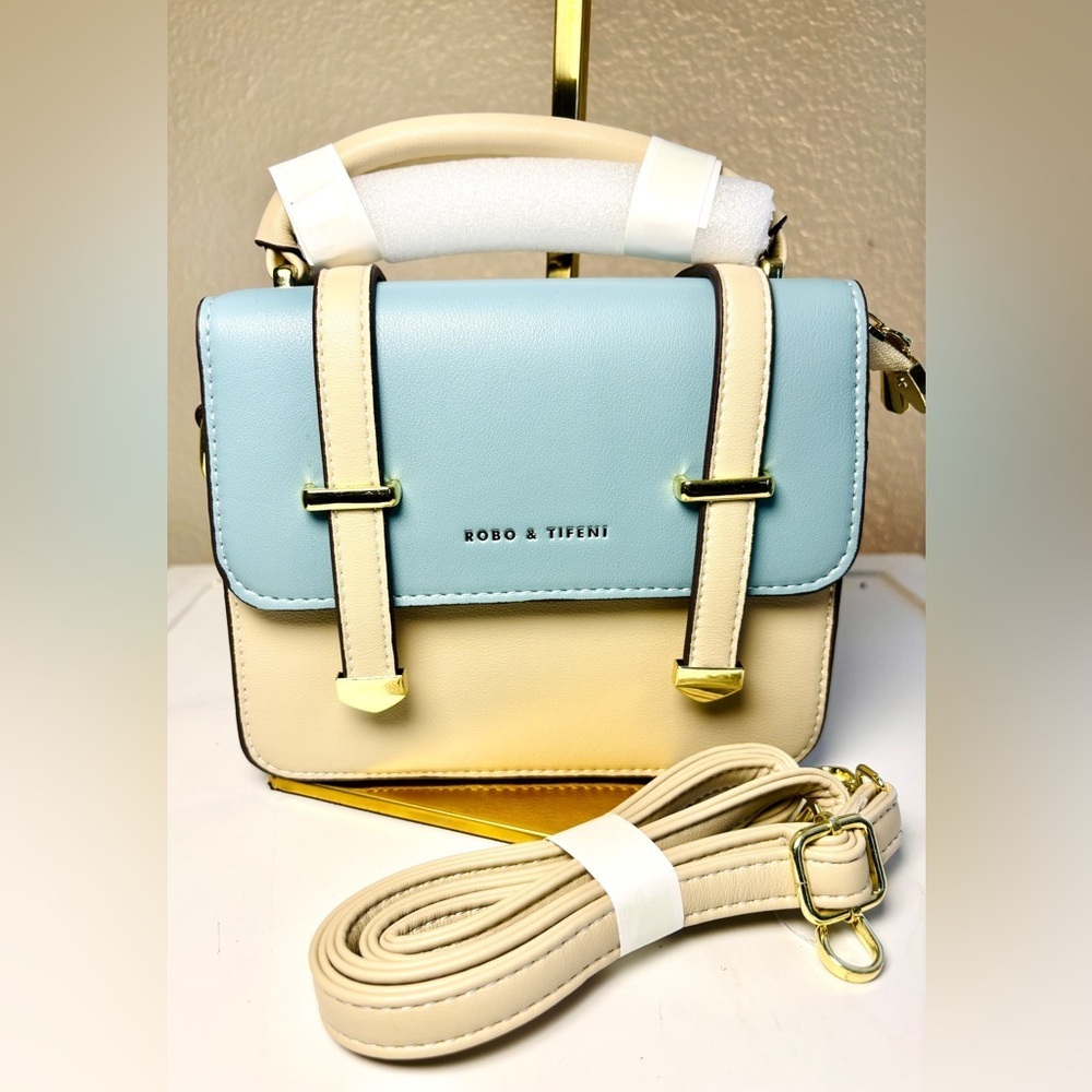 Chic Two-Tone Mini Satchel - Top Handle & Crossbody - Picture 4 of 16